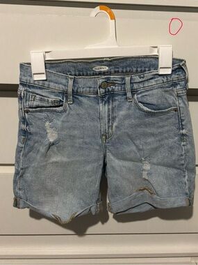 Old Navy Light Wash Distressed Denim Roll-Cuff Shorts